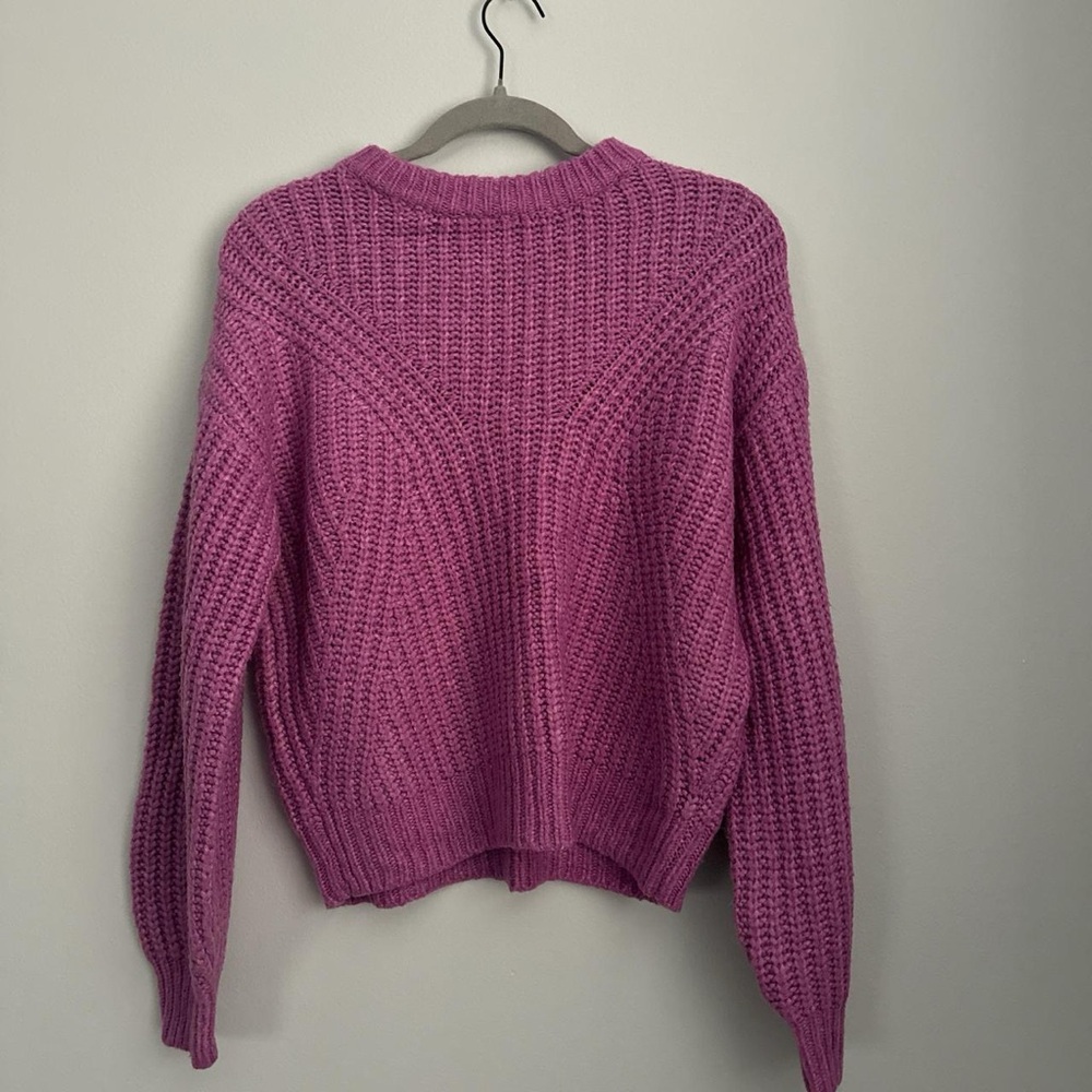 A New Day Pink and Purple Crew Neck Sweater with Chevron Ribbing